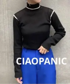 【新品】定価5390円 CIAOPANIC 配色シアーリブタートルネック