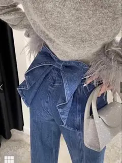 GRL グレイル　バックリボンフリルデニムパンツ　at2510