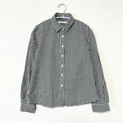 LOWRYS FARM/長袖ギンガムチェックシャツ/M/黒×白/コットン100%