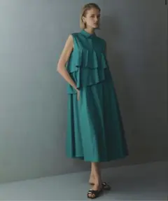 EFFE BEAMS ペプラム ノースリーブ シャツワンピース