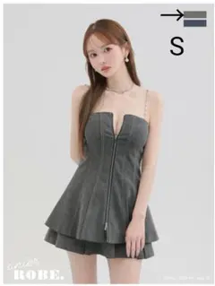 496Robe de Fleurs anier4050 デニムグレー S