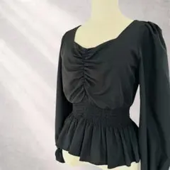 INGNI ギャザーブラウス ペプラムトップス 長袖 フレア 上品 大人可愛い