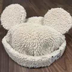ミッキー耳付きクリーム色帽子