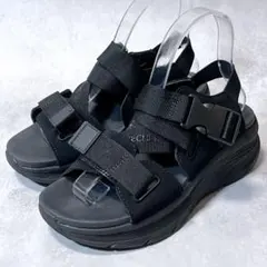 ☆美品☆【スケッチャーズ】ストラップ サンダル (24) 厚底 オールブラックのサムネイル