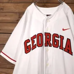 00s NIKE ナイキ カレッジロゴ ベースボールシャツ ホワイト 白 Mのサムネイル