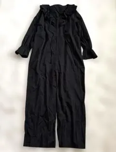 ブラック　黒　フリル　オールインワン つなぎ　XL