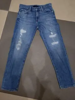 ユニクロスキニーデニム ライトブルー ダメージ加工