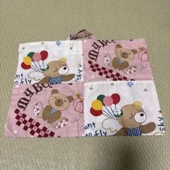 くま柄 パッチワーク風 ハンドメイド レッスンバッグ