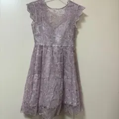 薄紫 レース パーティードレス Aライン