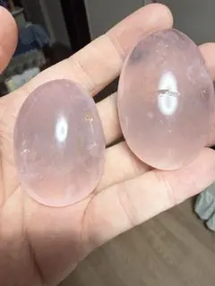 ローズクオーツ　握り石　2個セット　送料無料 天然石 丸玉