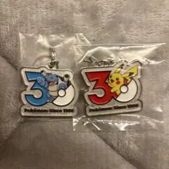 ポケモン30周年　メタルチャームマスコット　ピカチュウ　カメックス