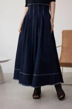 アズールバイマウジージップアップフ リンジデニムフレアスカート