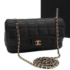 未使用☆CHANEL シャネル チョコバー ショルダーバッグ ブラック 