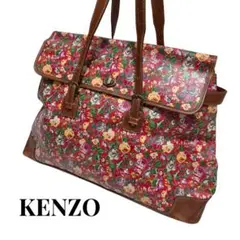 KENZO ケンゾー 花柄 総柄　ボタニカル レザー切替　ハンドバッグ　A4