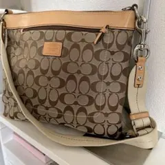 COACH コーチ シグネチャー ショルダーバッグ キャンバス×レザー