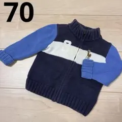 Ralph Lauren ジップアップ ニット 70cm ネイビー