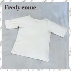 【Fredy emue】 ロゴ刺繍 Tシャツ 半袖 ボートネック M 綿100%のサムネイル