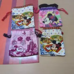 ミッキー・ミニー 布製ポーチ 4個セット