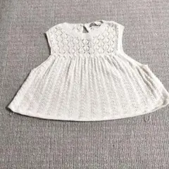 ZARA レース編みノースリーブトップス オフホワイト