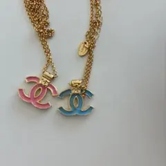 CHANEL ココマーク ネックレス 2点セット ピンク ブルーのサムネイル