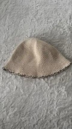 ベージュ 編み物 バケットハット