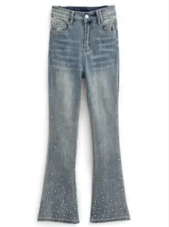 ビジューデニムフレアパンツ[at2310]