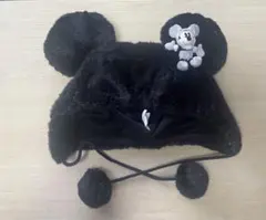 ミッキーマウス 耳付きファー帽子 ぬいぐるみ付き