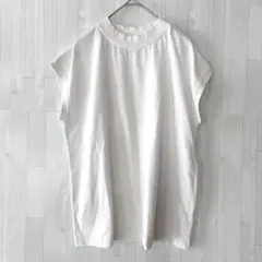 セポ cepo フレンチスリーブコットンライクカットソー Tシャツ リブ 白 Mのサムネイル