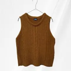 【AS KNOW AS Pinky】 ケーブルニット ベスト サイドスリット