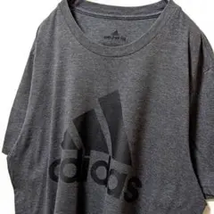 アディダス adidas デカロゴ Tシャツ グレー 灰色 L 古着のサムネイル