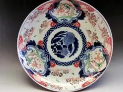 大皿■赤絵錦絵 窓松竹梅 花鳥紋(江戸後期～明治期)古伊万里 時代物 古い骨董■