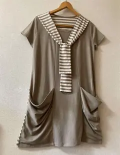 【美品】ボウタイ前、後ろ身頃どちらでも可、2WAYロング チュニック