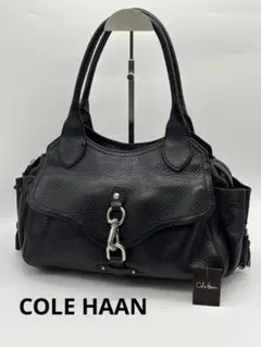 コールハーン ブラック レザー ハンドバッグ フリンジ yk2