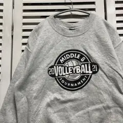 スポーツ スウェット 古着 グレー バレーボール プリント