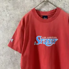 USA製90sSTUSSY ANGELES赤Tシャツ Mサイズレディース半袖