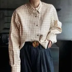 6 ROKU COTTON CHECK CROPPED BD SHIRT