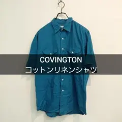 COVINGTON ブルー リネンコットンシャツ M サイズのサムネイル