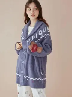 ノルディックショールカーディガン　ブルー　HOLIDAY　ホリデー　ベア