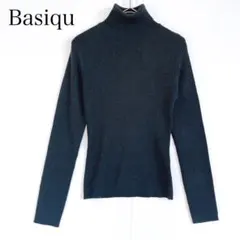 美品 タートルネックニット (M) ラメ リブ 伸縮性 ブラック プルオーバー