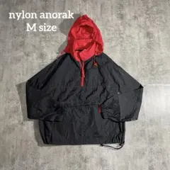 古着ナイロンジャケットプルオーバーアノラック黒／赤Mサイズ