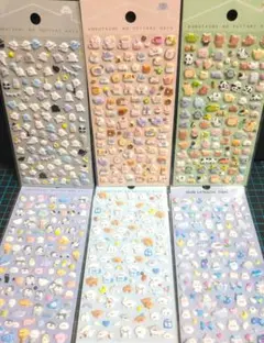 6枚セット ぷちぷに らいふしーる ぷくぷく 立体 アニマル シール ミニ