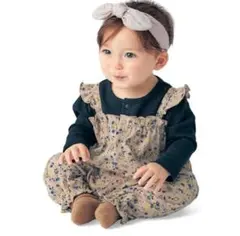 ベルメゾン　ロンパース　サロペット風　小花柄 70cm