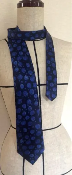 LANVIN ネクタイ ネイビー 花柄 シルク