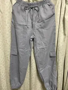 グレー カーゴパンツ ゴムウエスト
