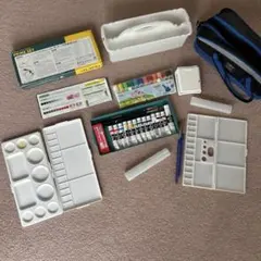 絵の具セット　小学生　中学生　男の子、筆洗とパレットと筆付き※絵の具付きアクリル