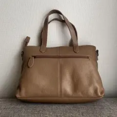 レザーバッグ ショルダーバック〈2way〉ブラウン　フロントポケット付き