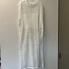 透かし編み　ノースリーブニット ホワイト