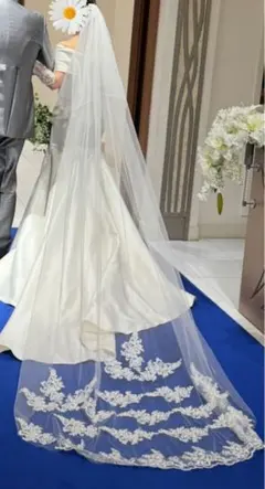 レース装飾付きロングウェディングベール