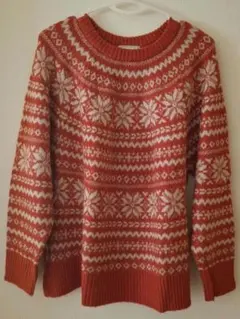 Samansa Mos2 雪の結晶柄 長袖ニットセーター