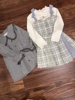 メゾピアノ　ビスチェ&チェックプリーツスカートセット、ブラウス4点セット